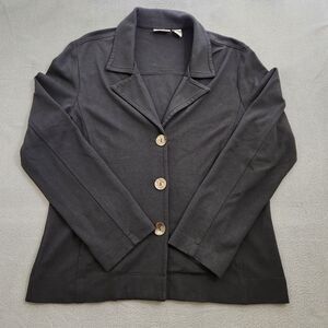 Chico's Women 2 US L Black Button Up Collared Blazer Made In USA